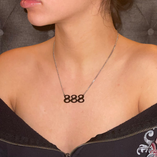 Oomiay + Abundance 888 Angel Number Silver Necklace